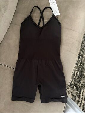 ALO Yoga Black Seamless Ribbed Onesie